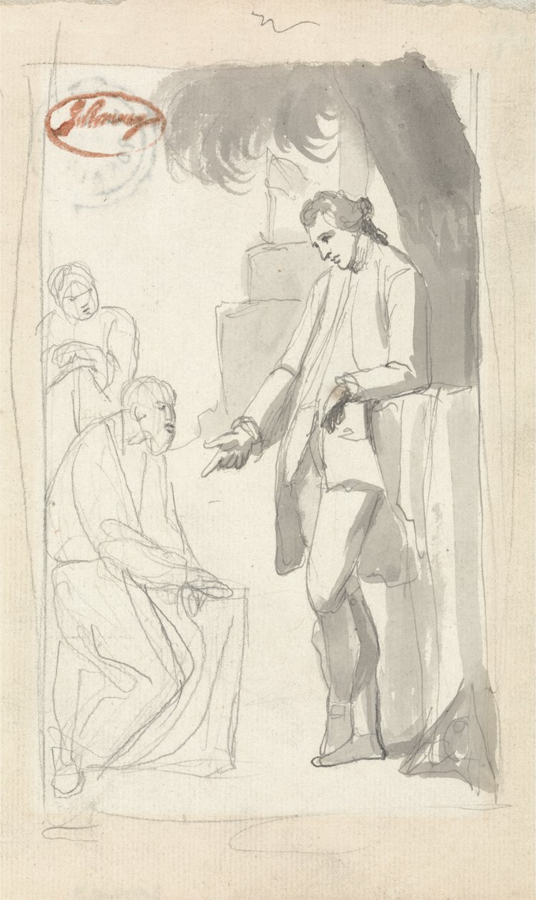 Major Pierson and the Brahman (grå vask og grafit på lagt papir) (se 153906) af George Romney