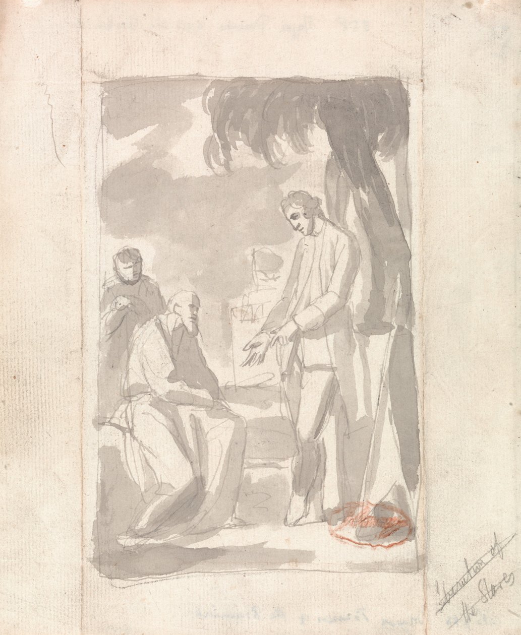 Major Pierson and the Brahman (grå vask på lagt papir) (se 153905) af George Romney