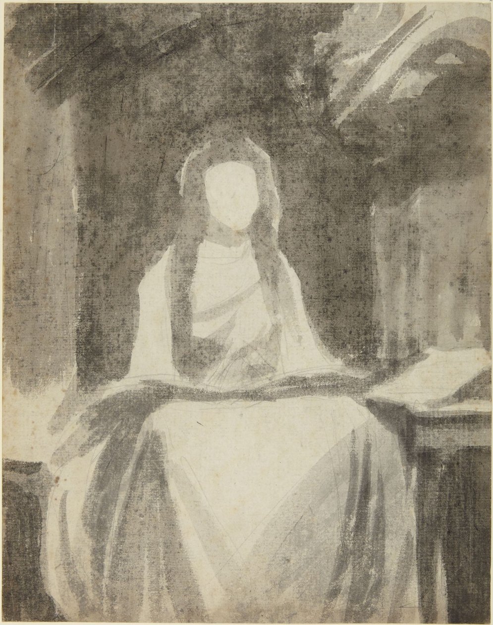 Portrætstudie af Lady Hamilton som Sankt Cecilia af George Romney