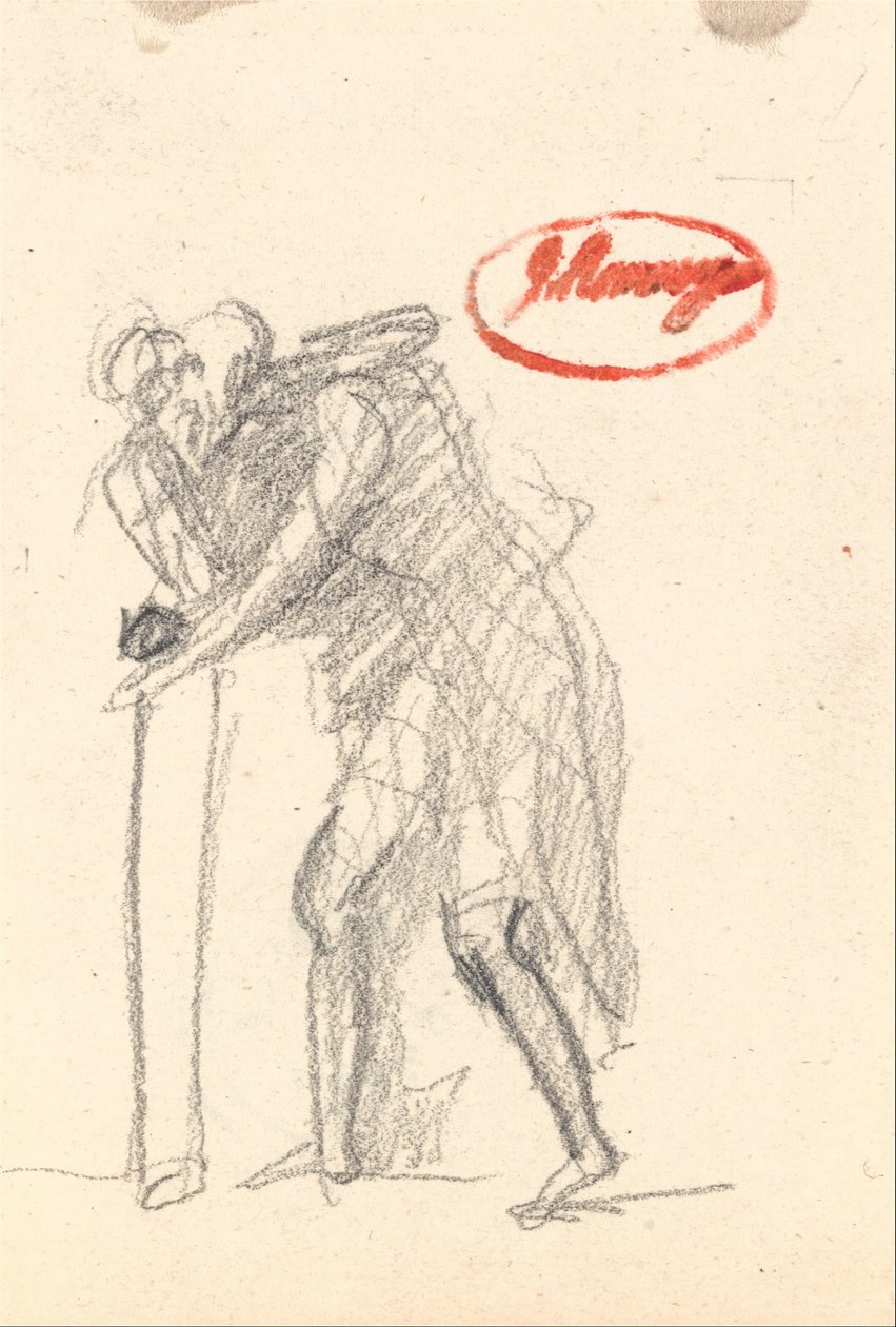 Muligvis en bøjet figur med pind fra "Old Age" af George Romney