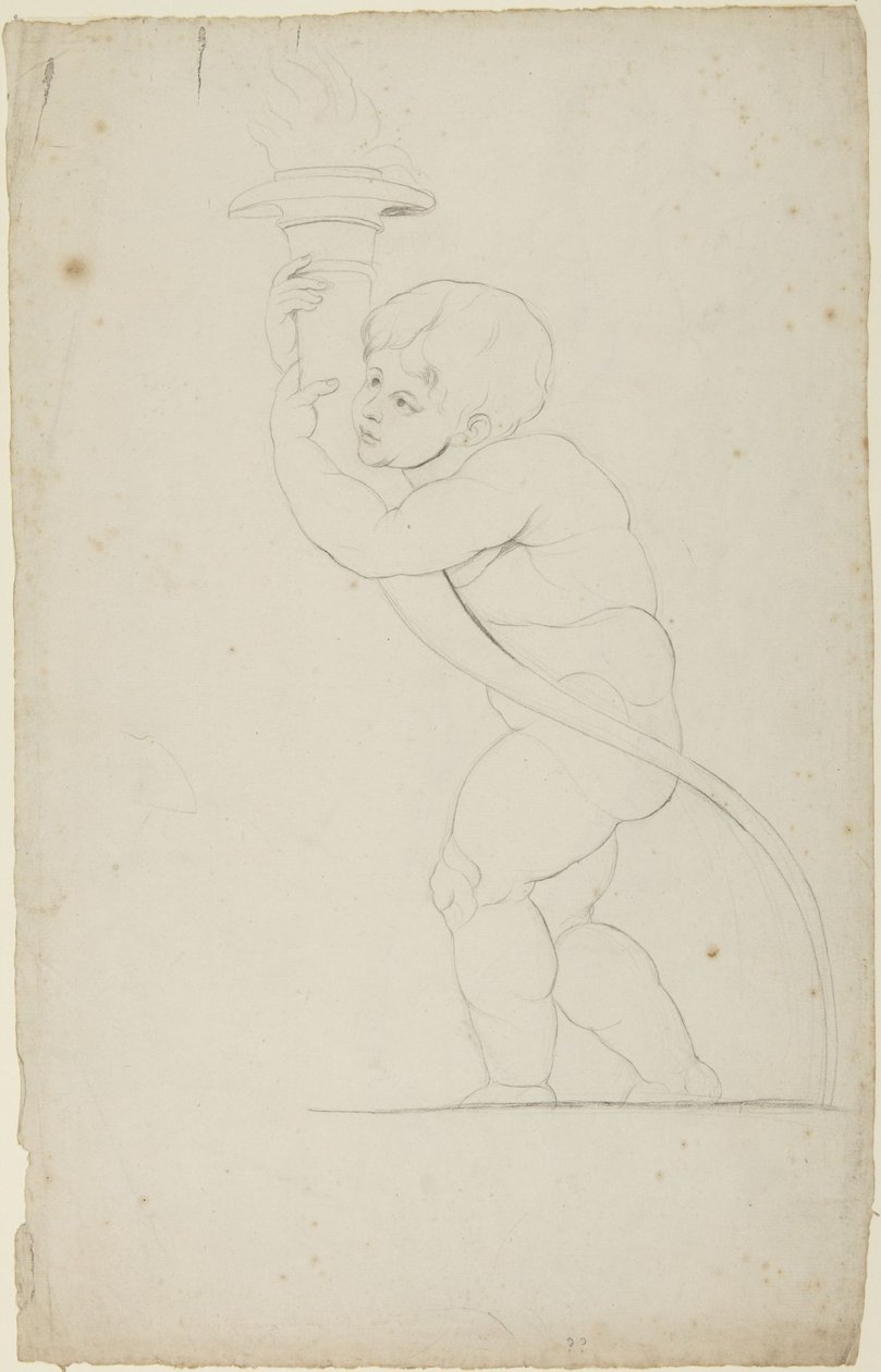 Putto med en fakkel i hånden af George Romney