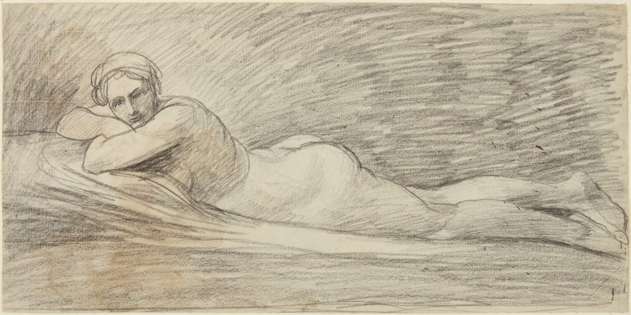 Liggende kvindelig nøgenfigur af George Romney