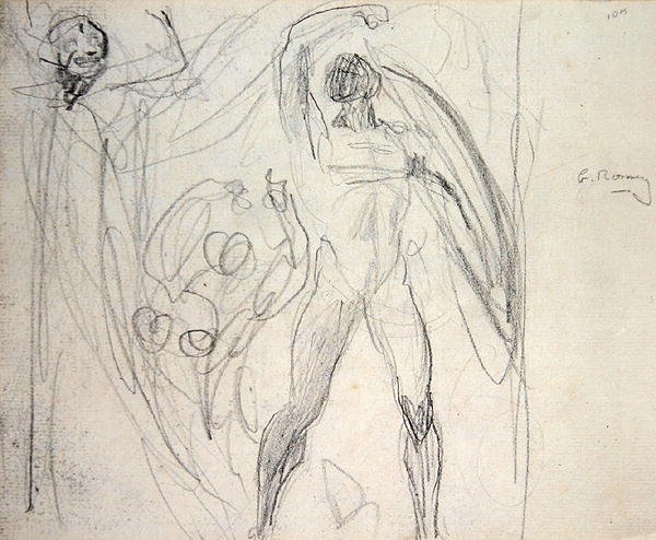 Satan, synd og død (blyant på papir) af George Romney
