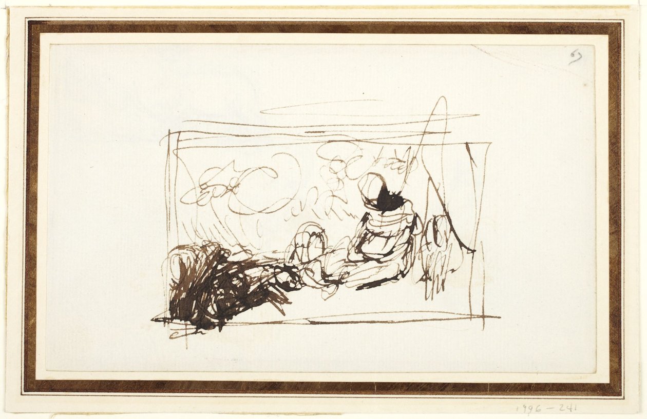 Siddende figurer og en ged af George Romney