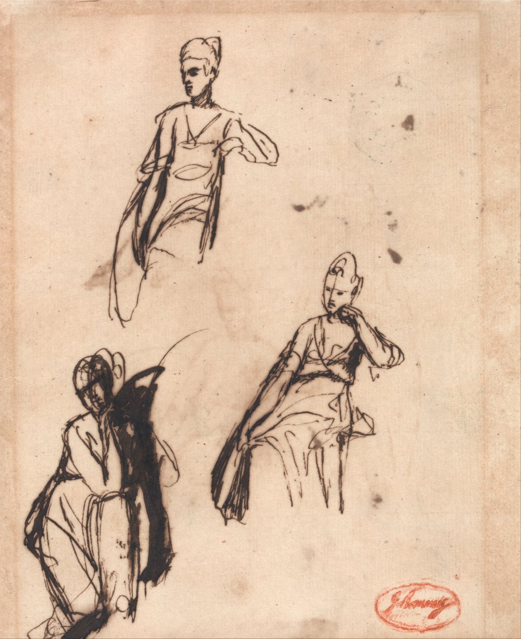 Siddende kvinde: Tre stillinger af George Romney