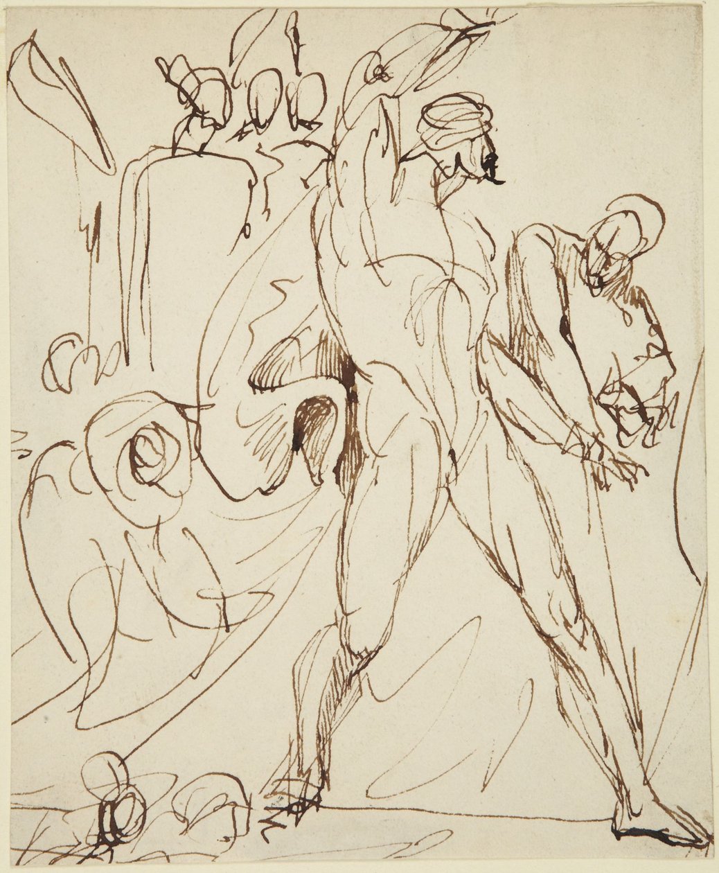 Skitse til Macbeth-figuren i festmåltidsscenen fra »Macbeth« af George Romney