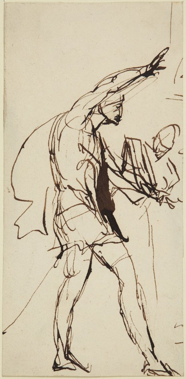Skitse til Macbeth-figuren i festmåltidsscenen fra »Macbeth« af George Romney