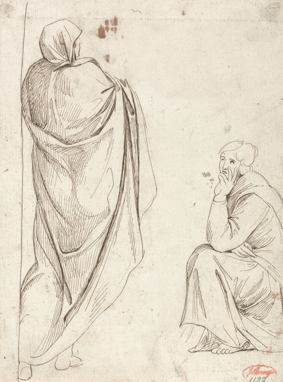 Stående figur og siddende figur af George Romney