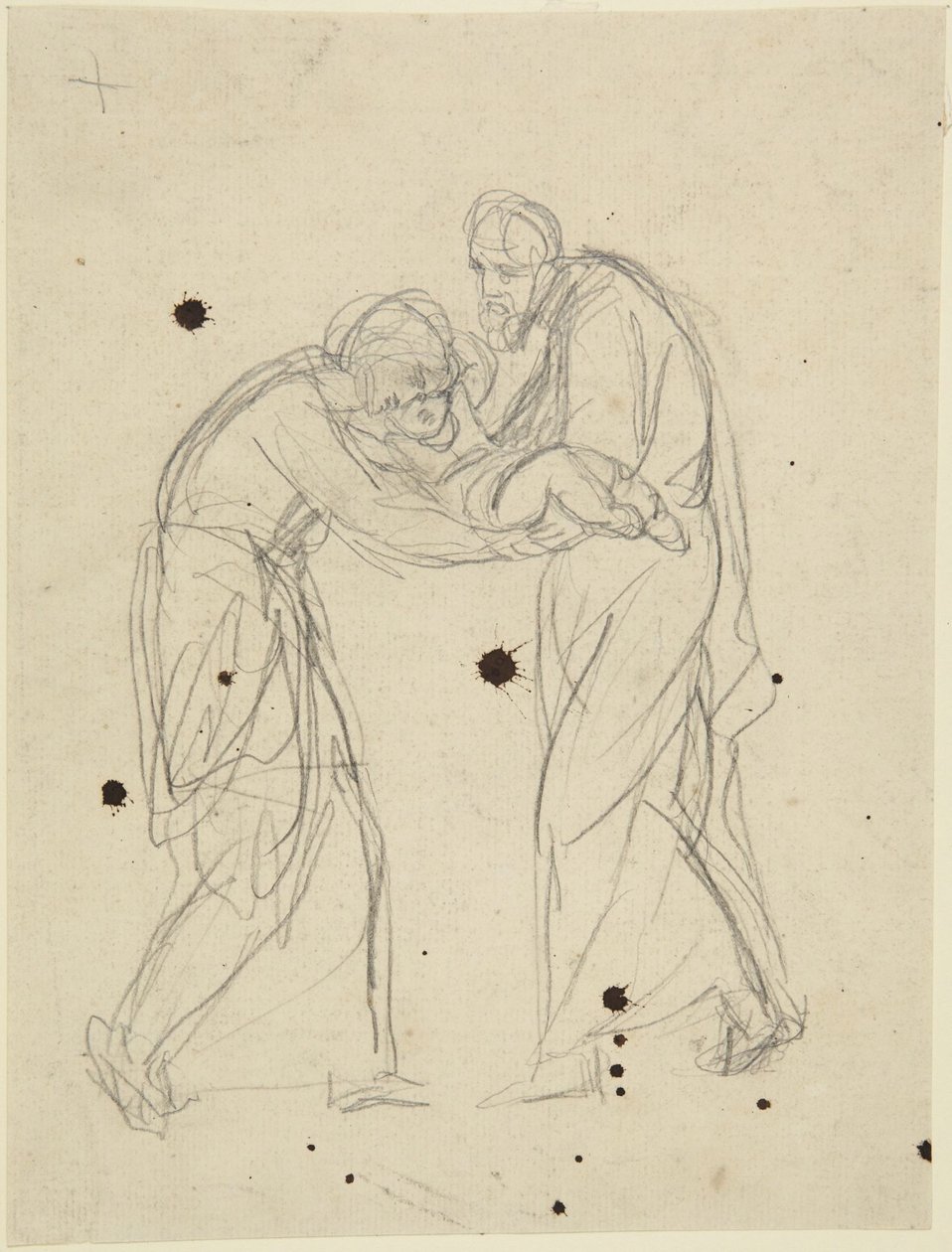 Stående mandlige og kvindelige figurer, der holder et spædbarn af George Romney