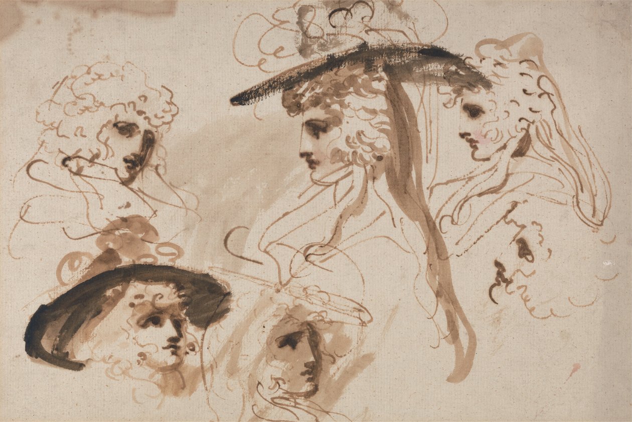 Studier til en dames hoved (Studier af en kvindes hoved) af George Romney