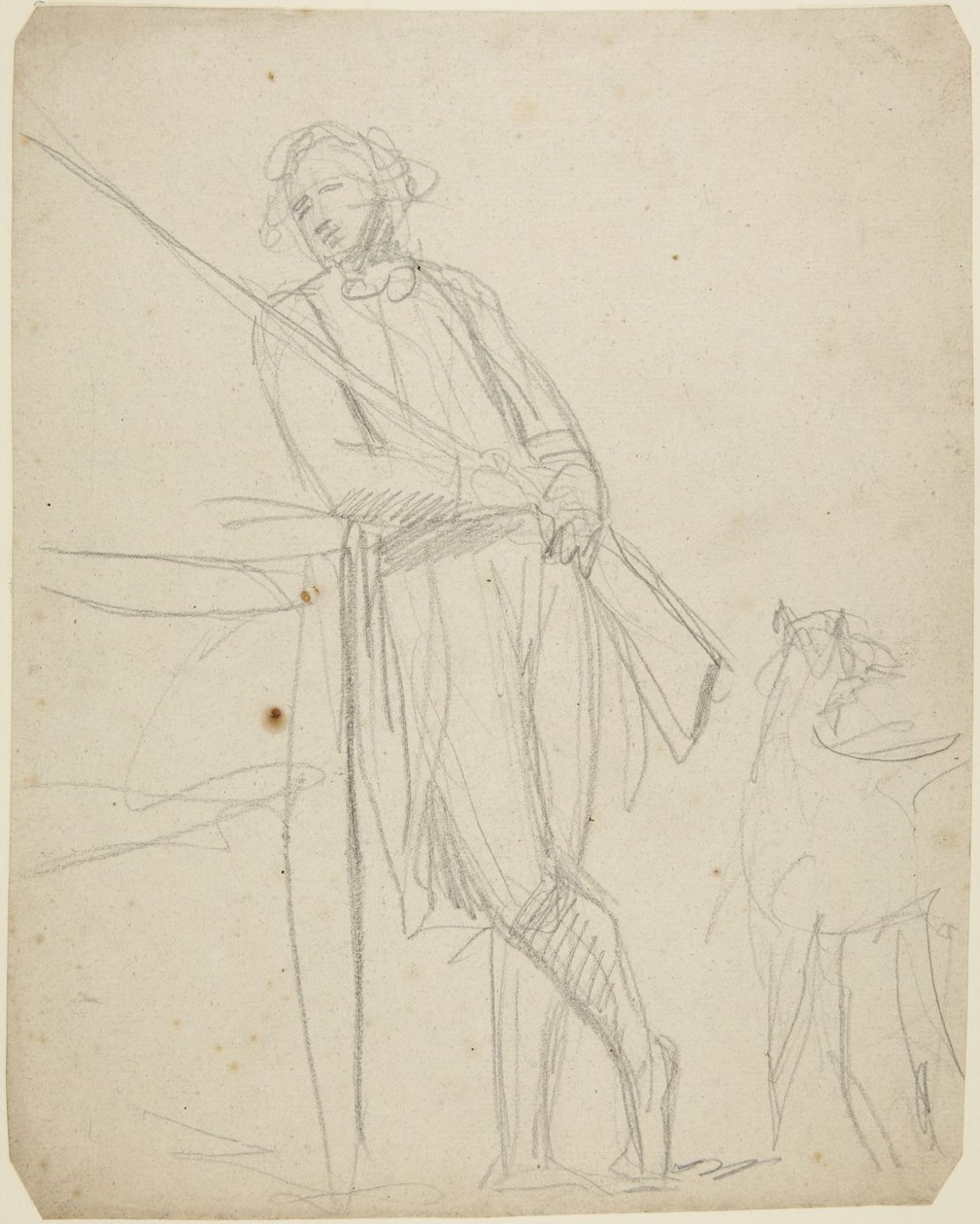 Studie til et helfigursportræt af en mand, der holder en pistol af George Romney