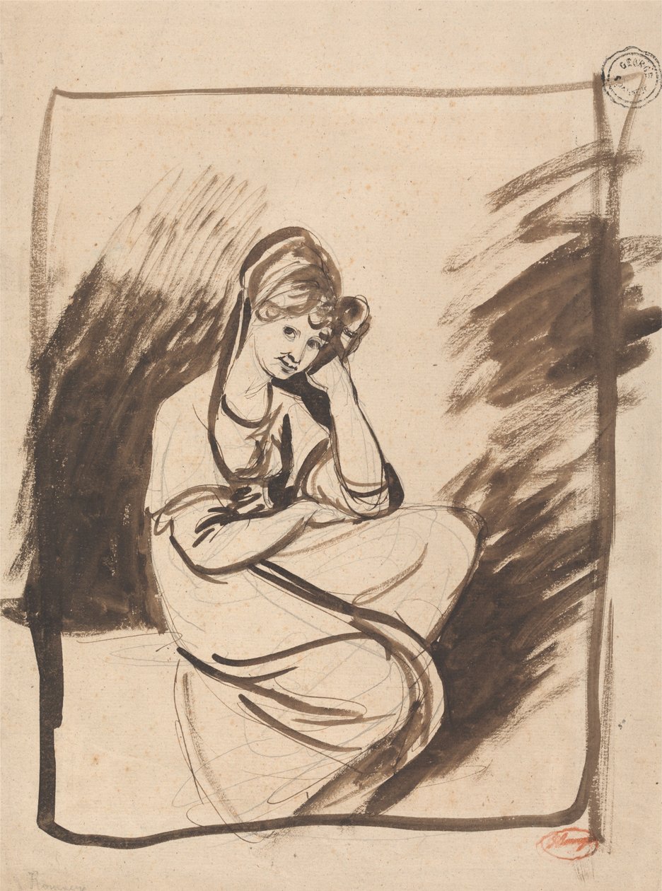 Studie til portræt af en dame, muligvis Elizabeth, grevinde af Derby af George Romney