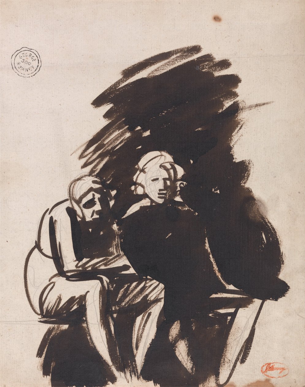 Undersøgelse af to figurer af George Romney