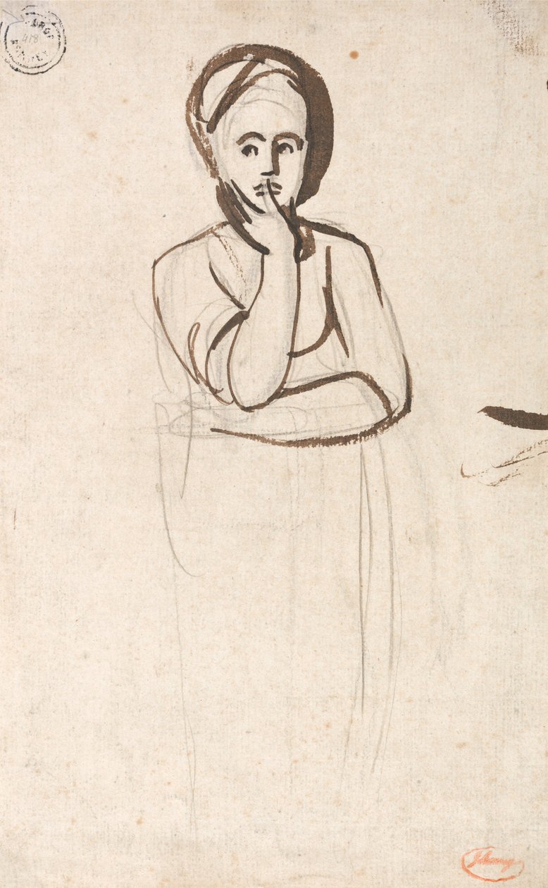 Studie af en eftertænksom kvinde af George Romney