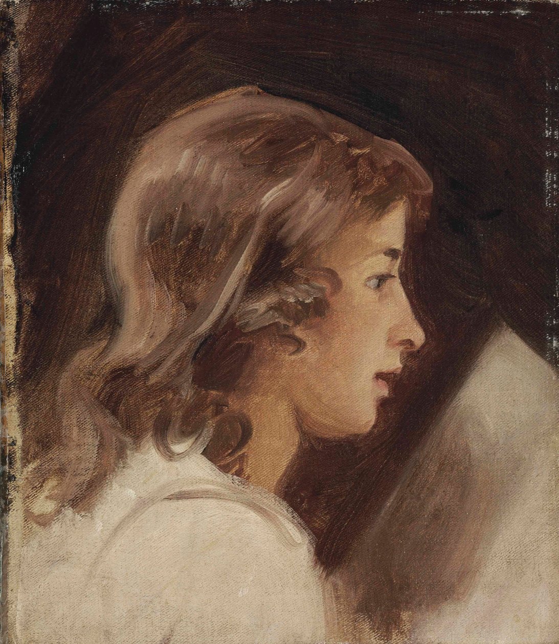 Studie af en dreng, der læser, i profil af George Romney