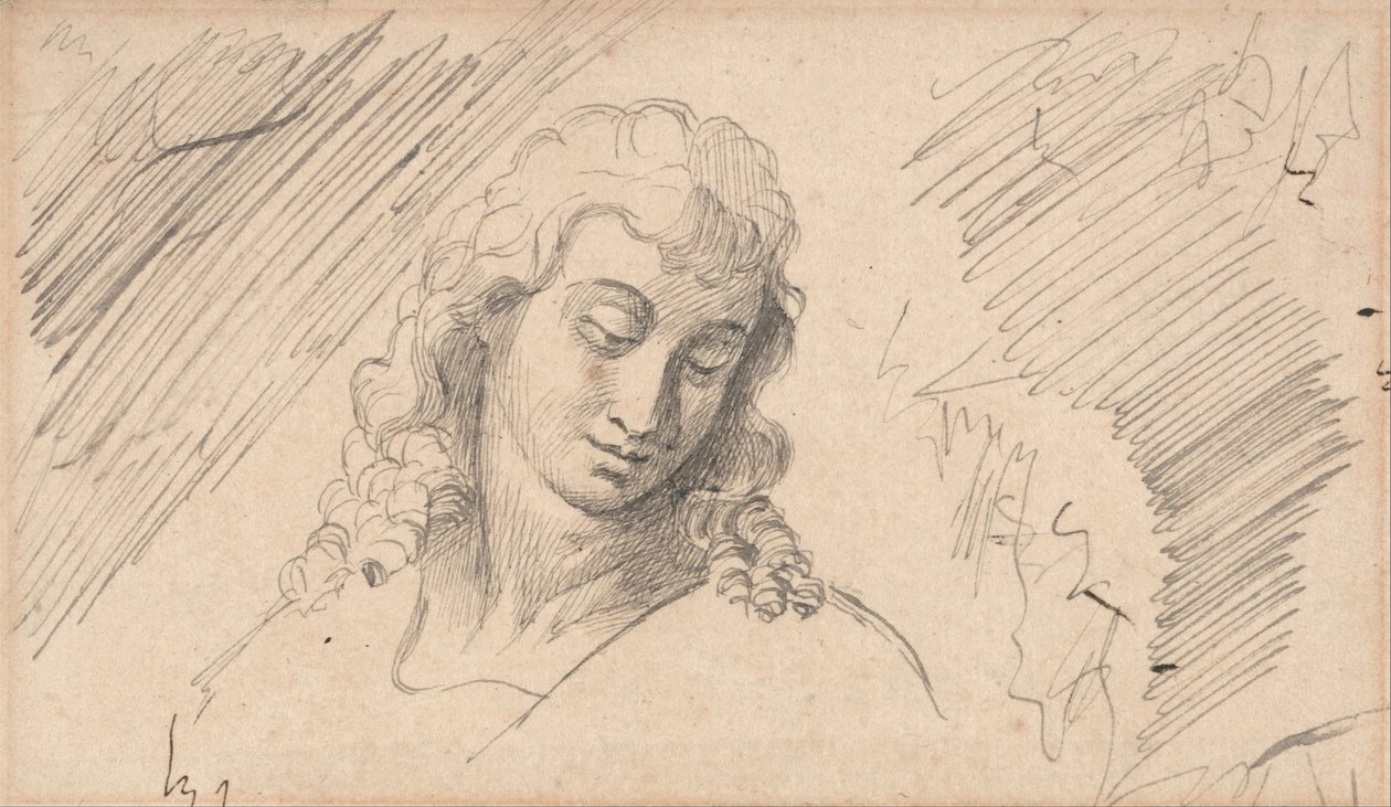 Studie af en ung mands hoved af George Romney