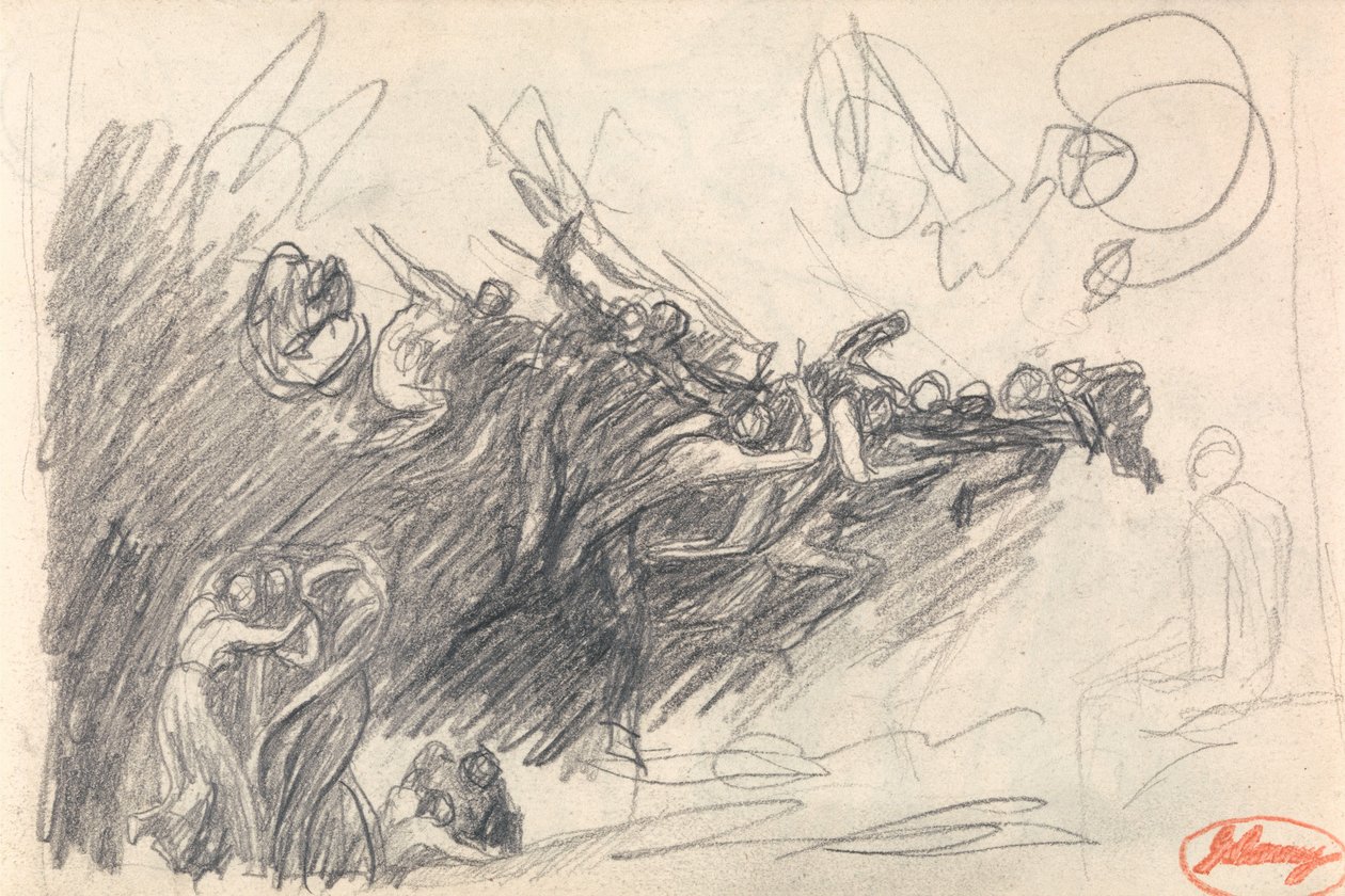 De tre gratier og dæmoner, der håner Kristus i »Kristi fristelse« af George Romney