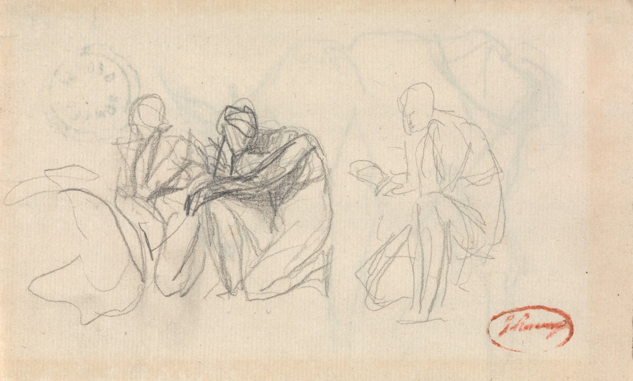 Tre knælende figurer af George Romney