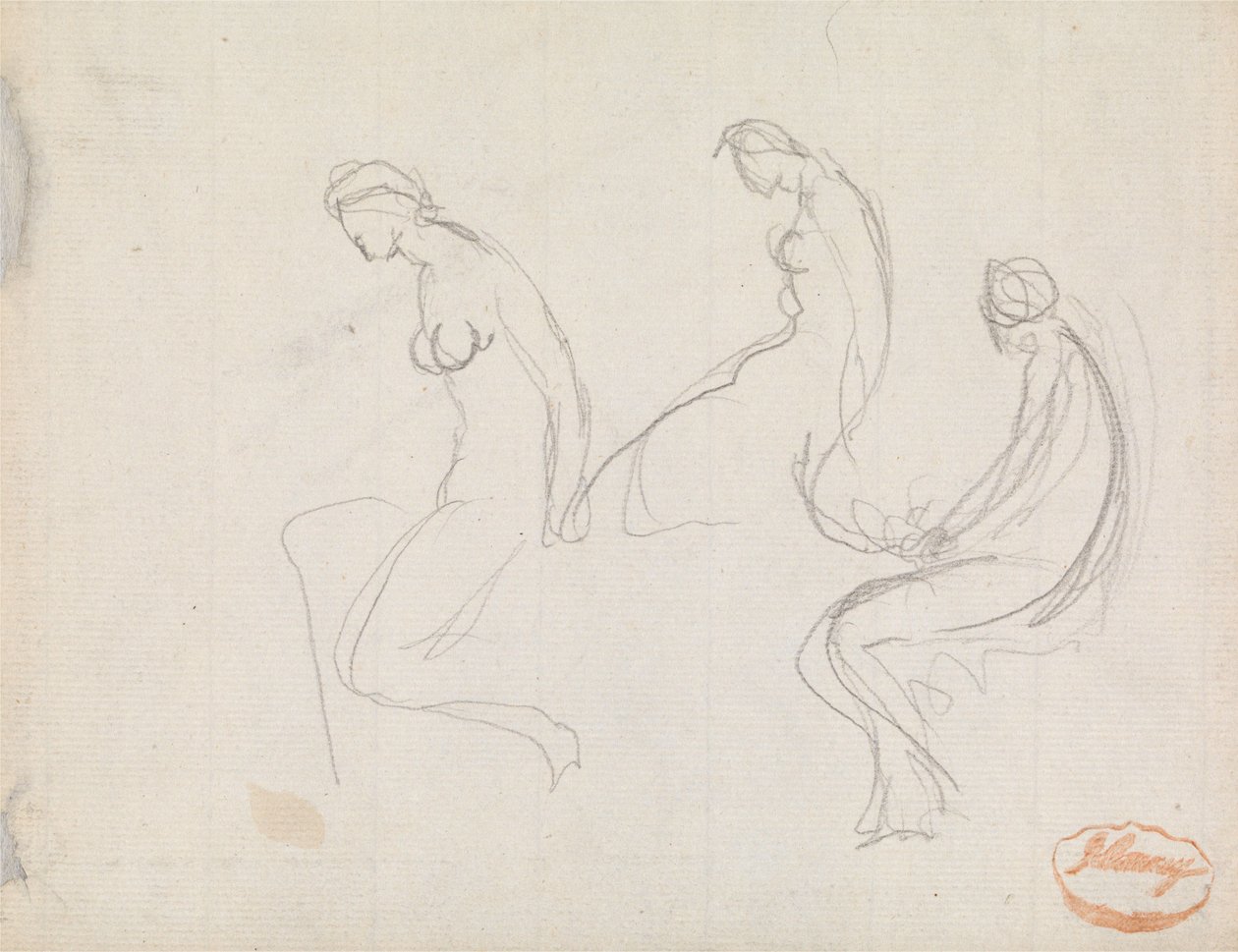 Tre studier af en siddende kvinde af George Romney