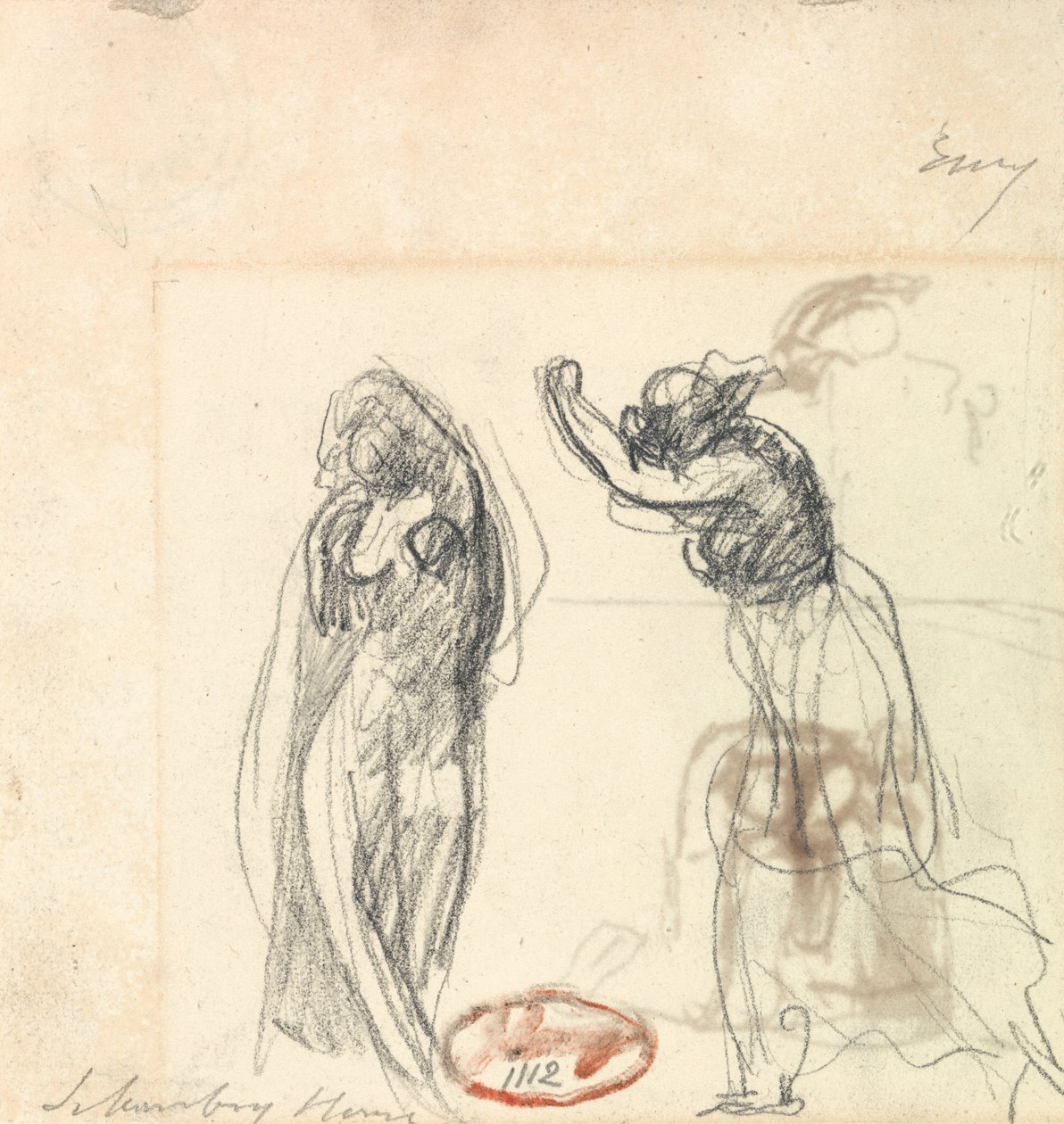 To skitser af en kvindefigur af George Romney