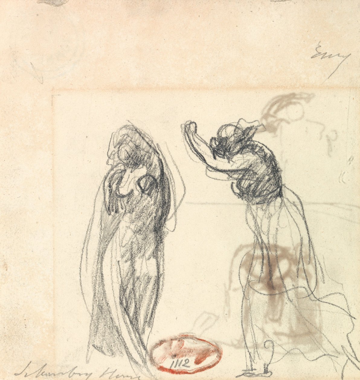 To skitser af en kvindelig figur af George Romney