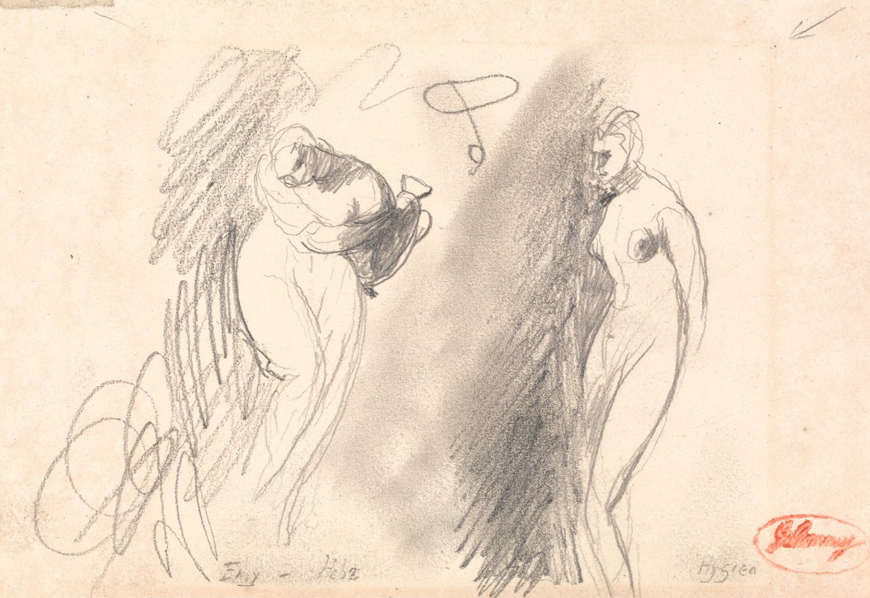 To skitser af en nøgen kvinde af George Romney