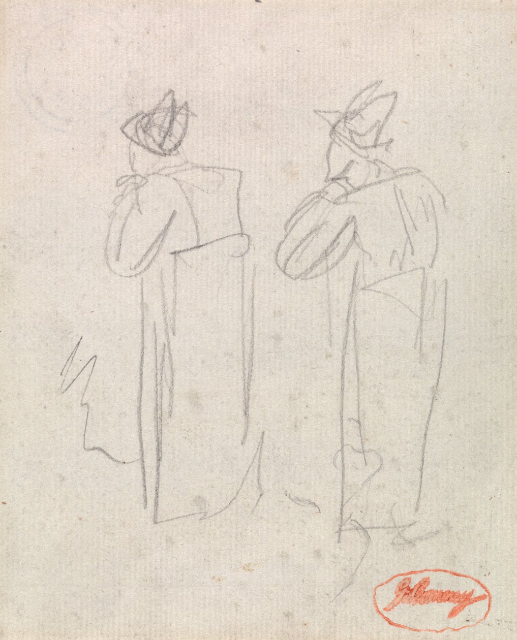 To stående figurer med høje hatte af George Romney