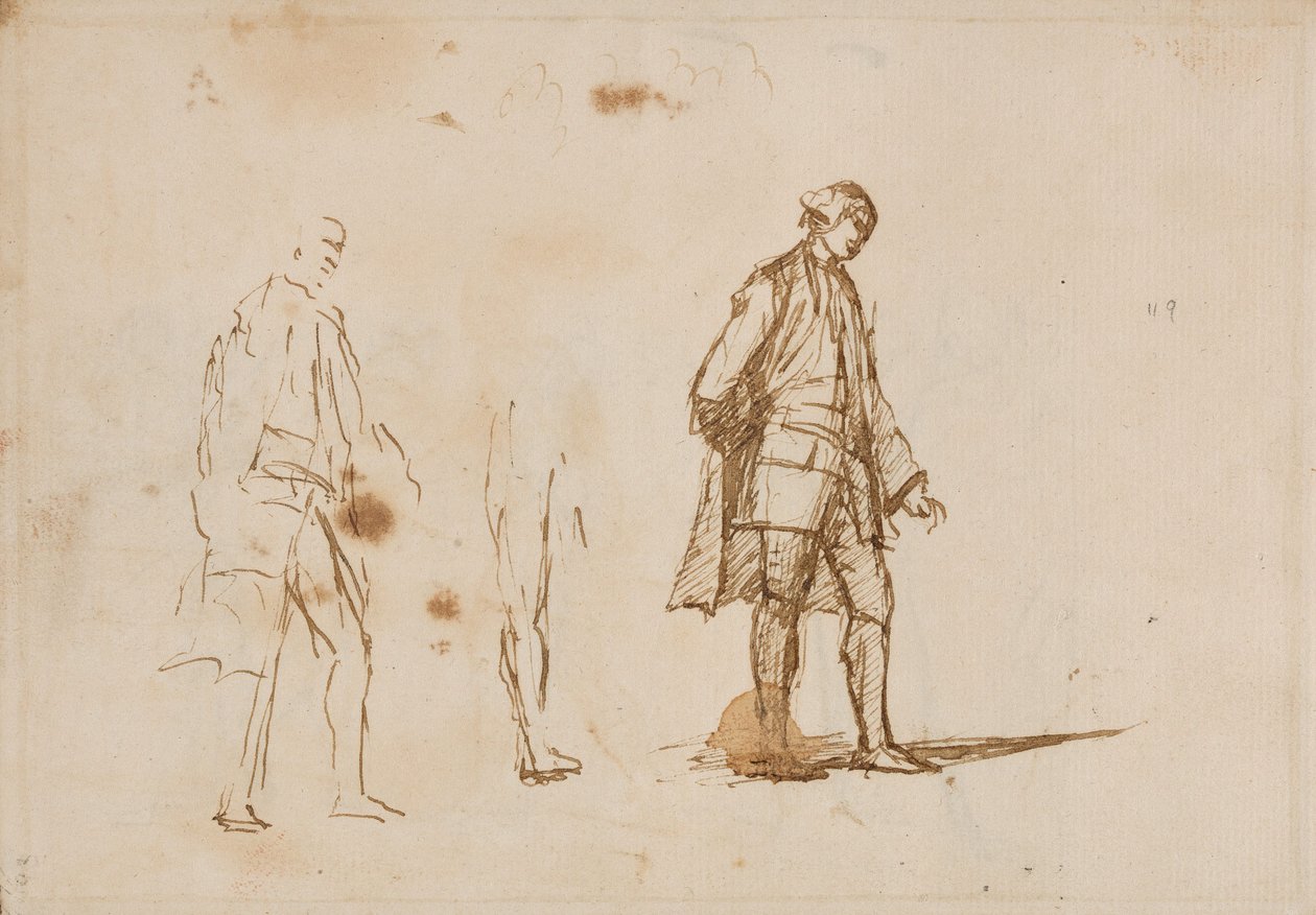 To studier af en mandlig figur af George Romney