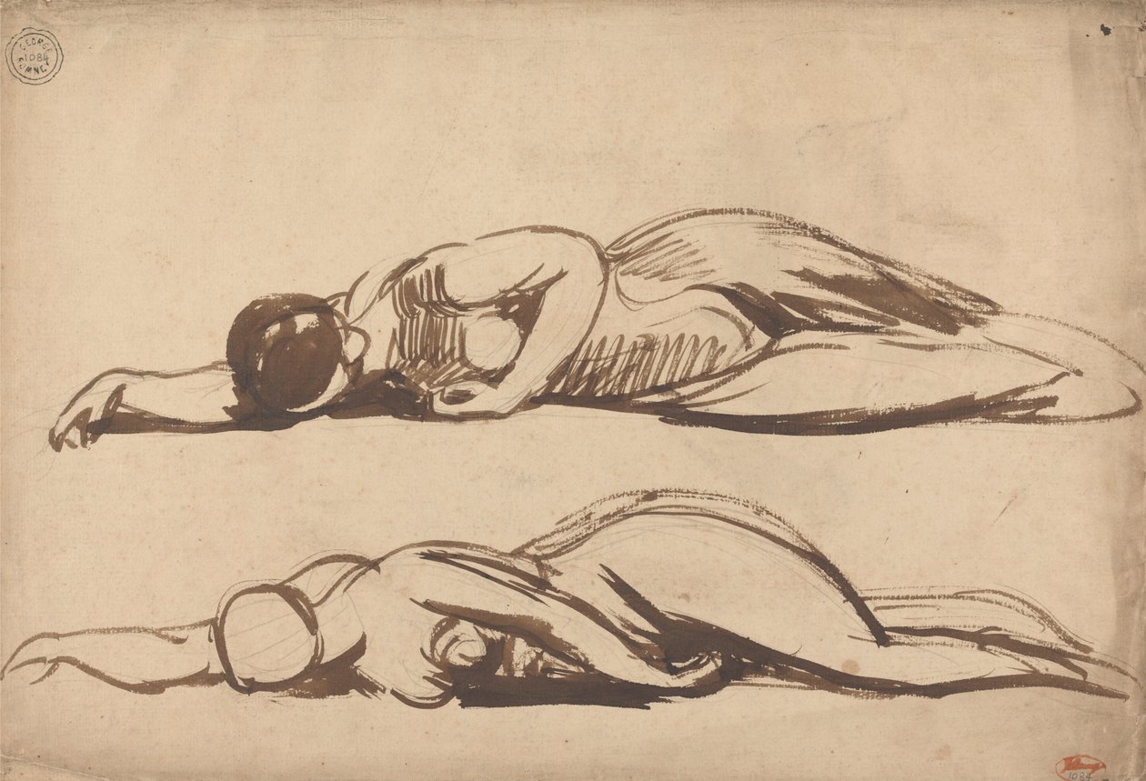 To studier af en knælende kvinde, muligvis Santa Cecilia af George Romney