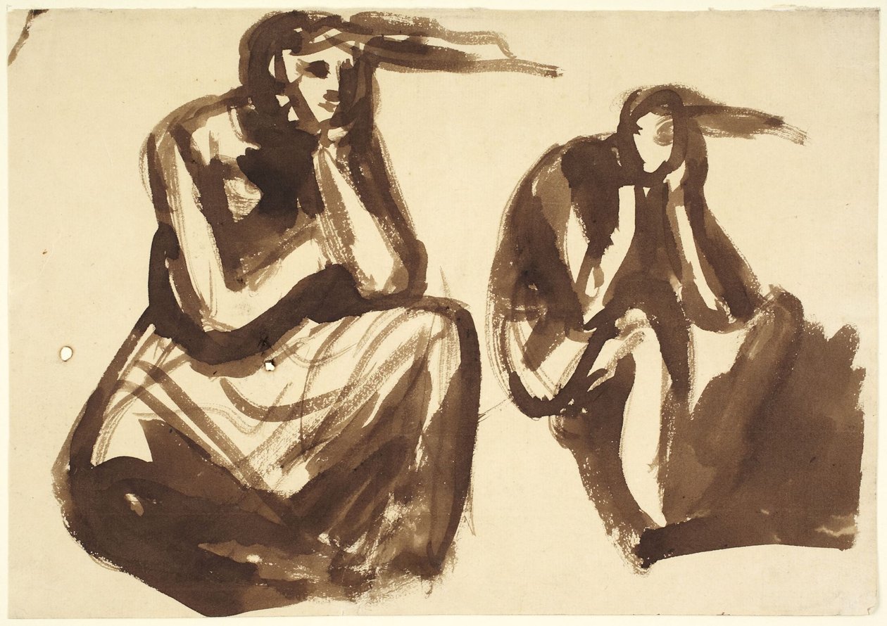 To studier af Medea, der overvejer at myrde sine børn af George Romney