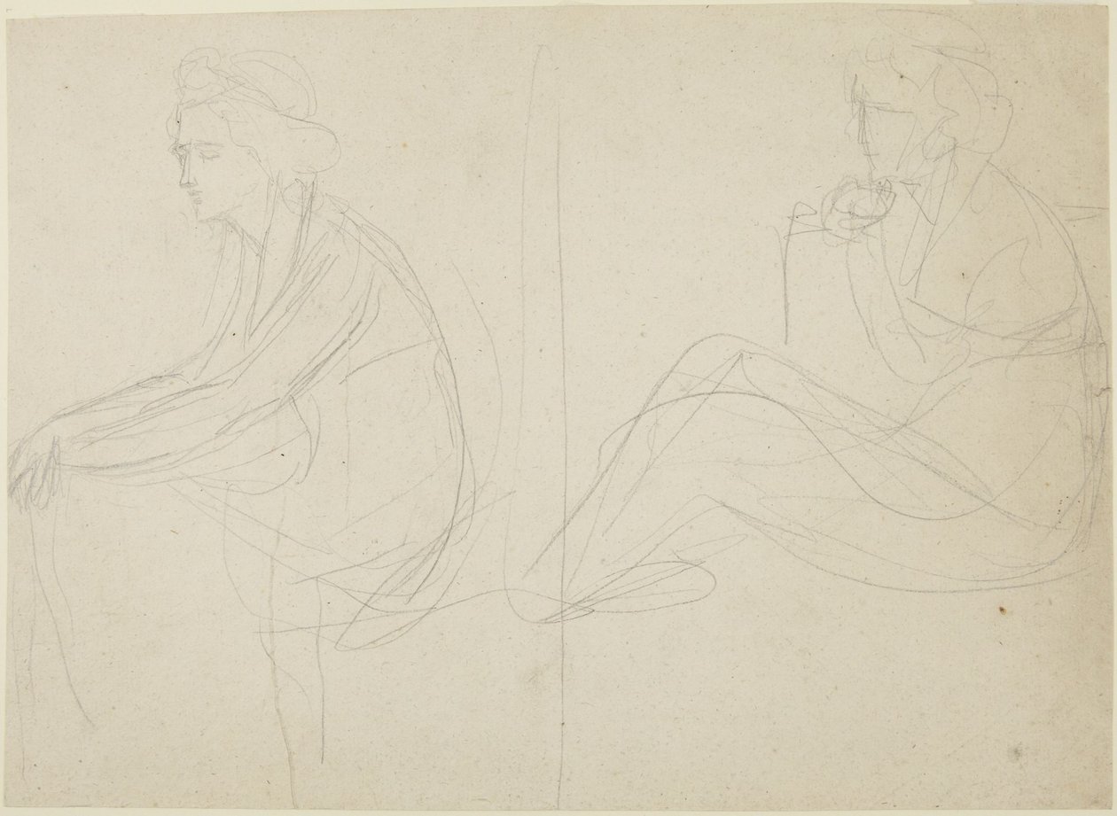 To studier af en siddende kvinde af George Romney