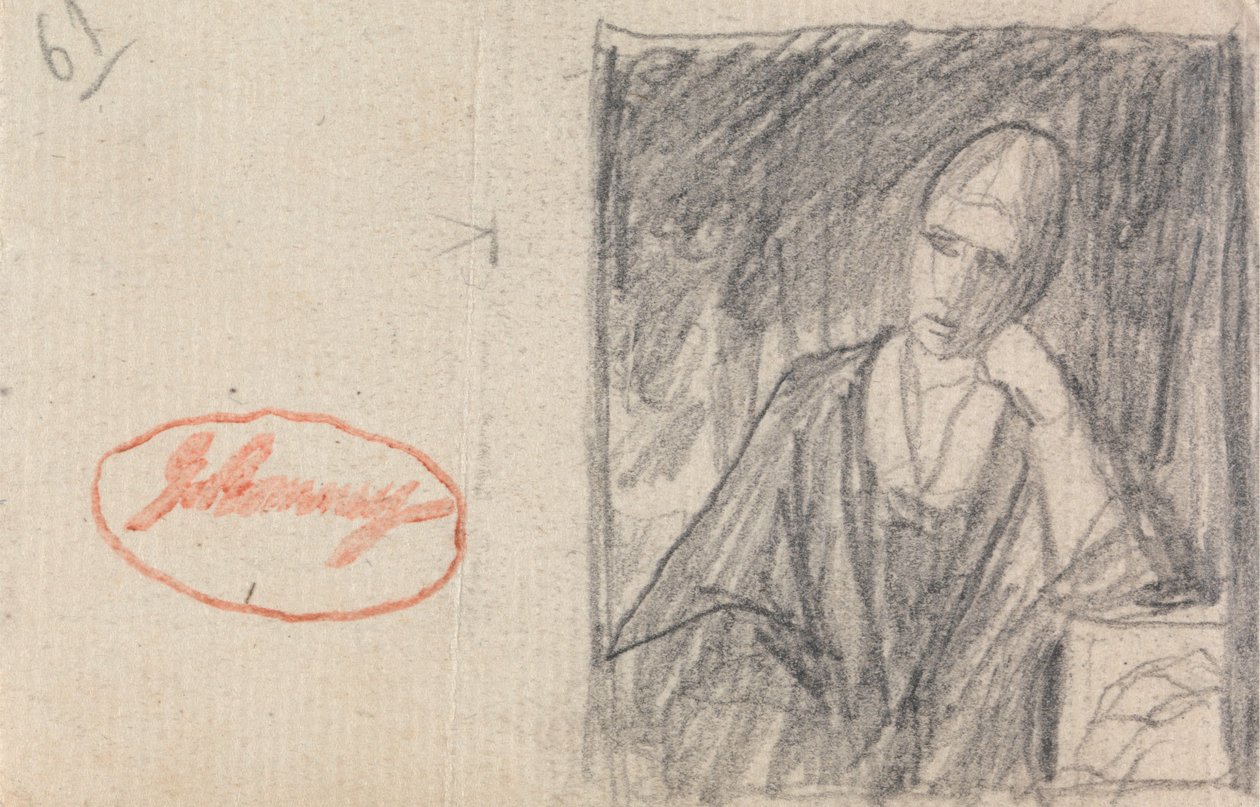 Kvinde, der hviler hovedet på en bøjet arm af George Romney