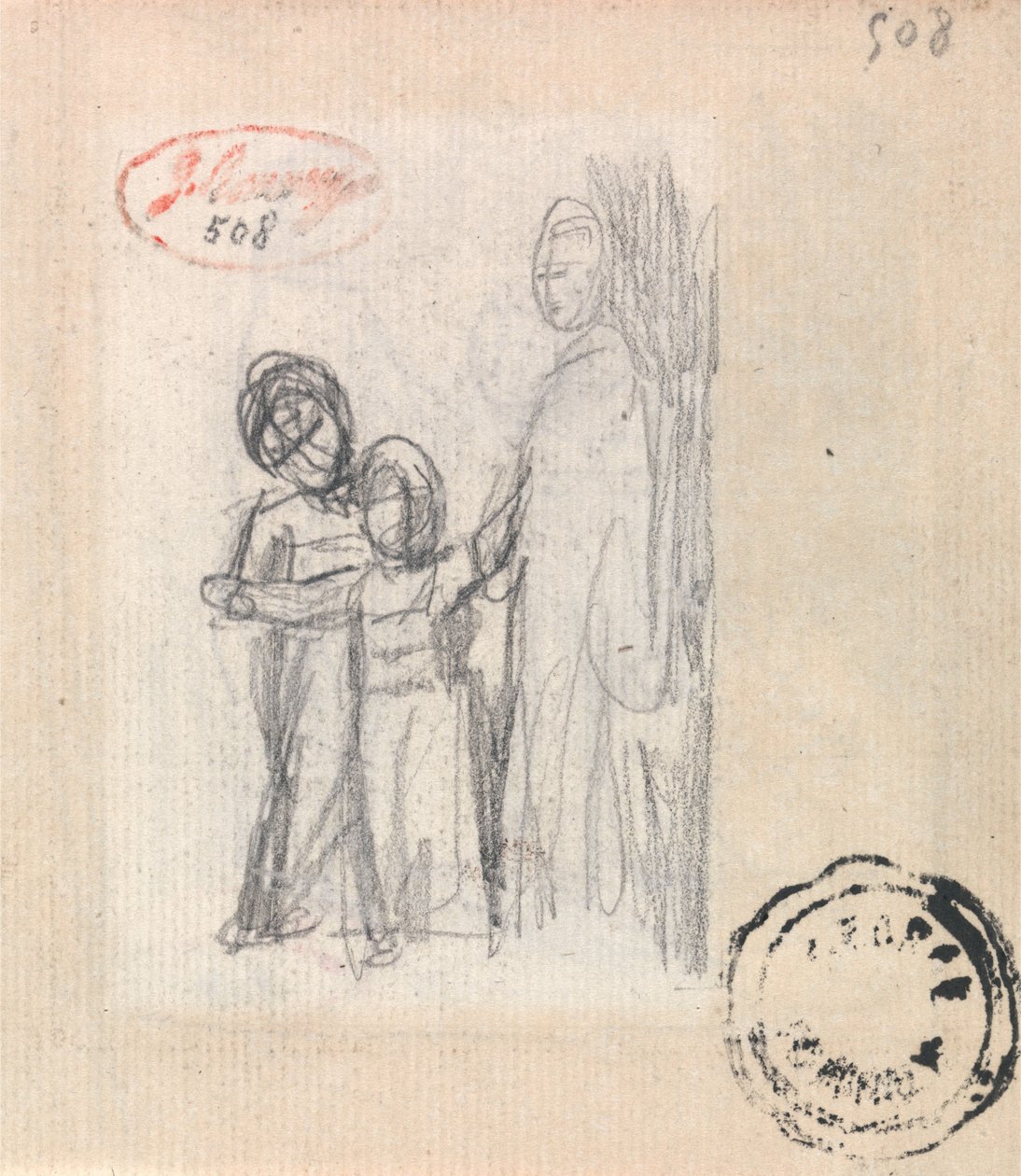En kvinde og to børn af George Romney