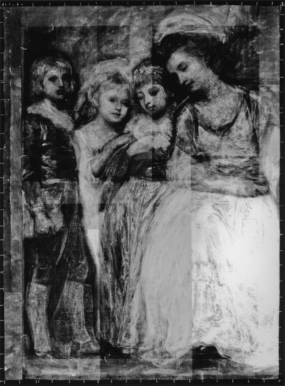 Røntgenfoto af Hartley Children-portrættet, ca. 1781-83 (s/h-foto) af George Romney
