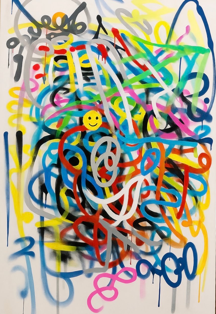Mind Folded, 2025 (akryl på lærred) af George Rosaly