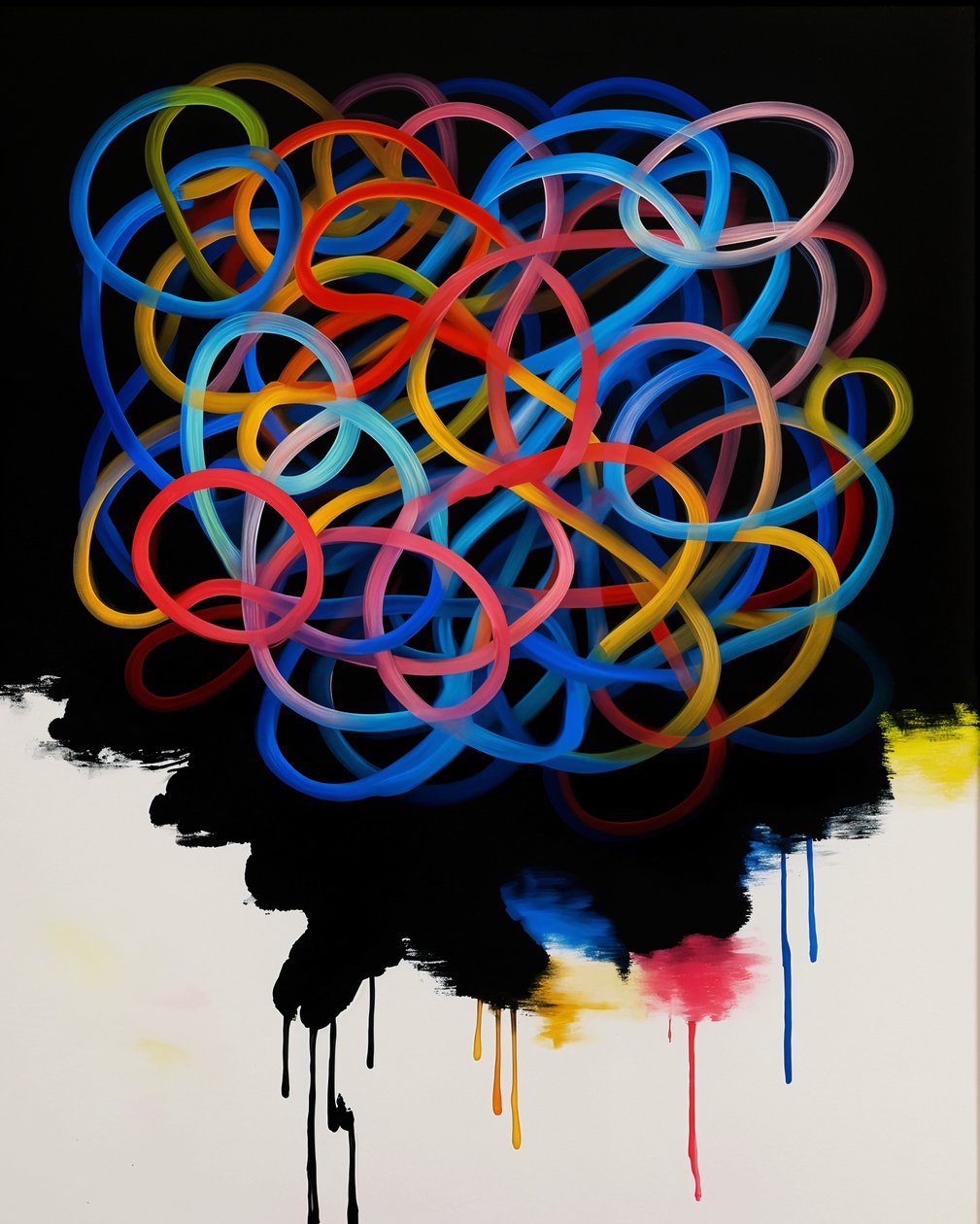 Tangled Harmony, 2025 (akryl på lærred) af George Rosaly