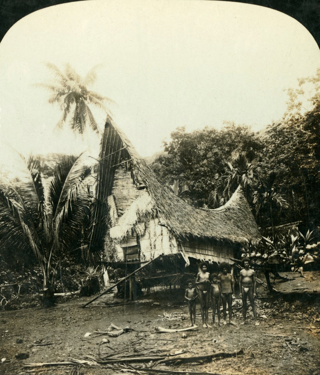 A Native Hut, Sariba, Britisk Ny Guinea, c1909. af George Rose