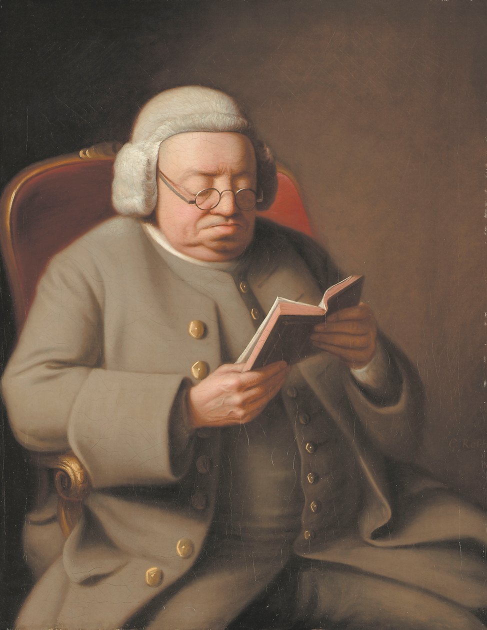 Portræt af Isaac Brodeau, der læser en bog, 1700-tallet af George Roth