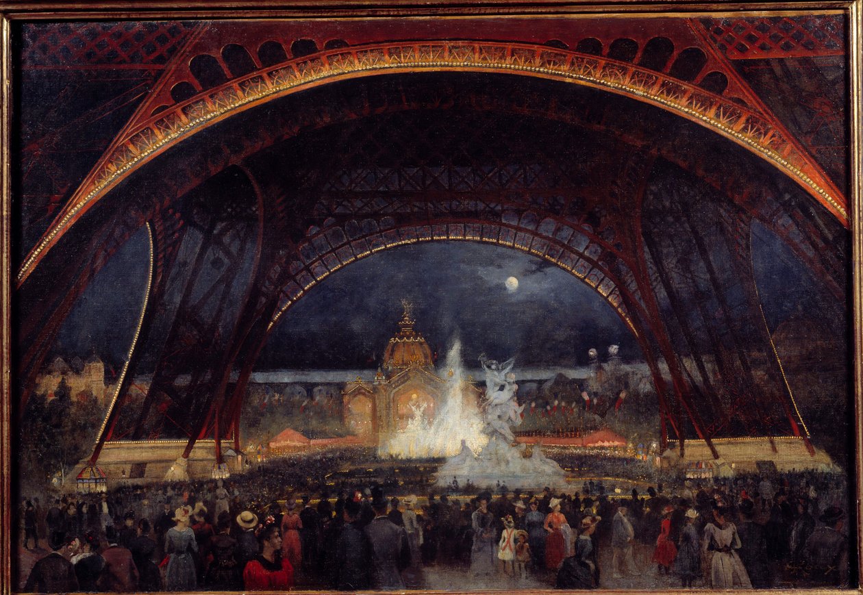 Natfest på verdensudstillingen i 1889 under Eiffeltårnets maleri af Georges Roux (1800-tallet) 1889 Søn. 0,95x0,65 m Paris, Musee Carnavalet af George Roux
