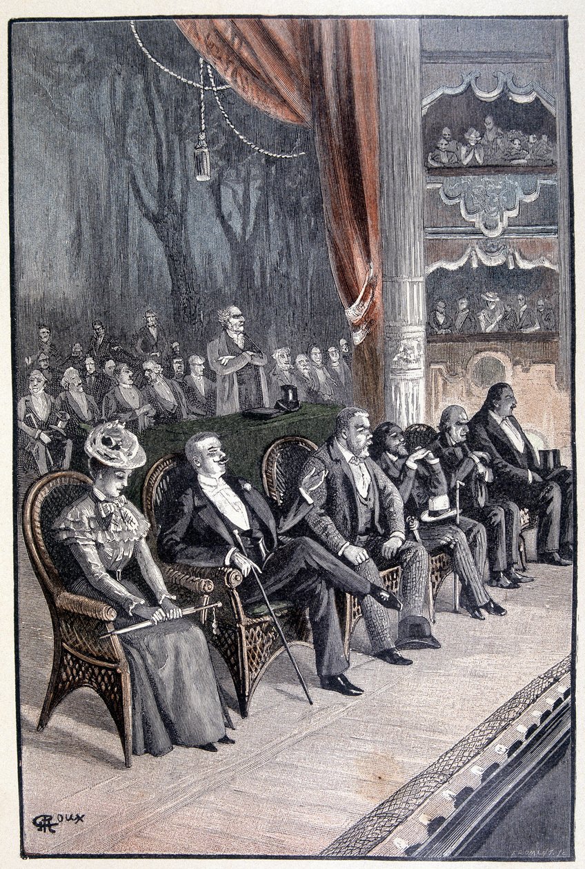 De seks på en enkelt linje, nær rampen (side 61) i "" Testamente om en excentriker"" af Jules Verne af George Roux