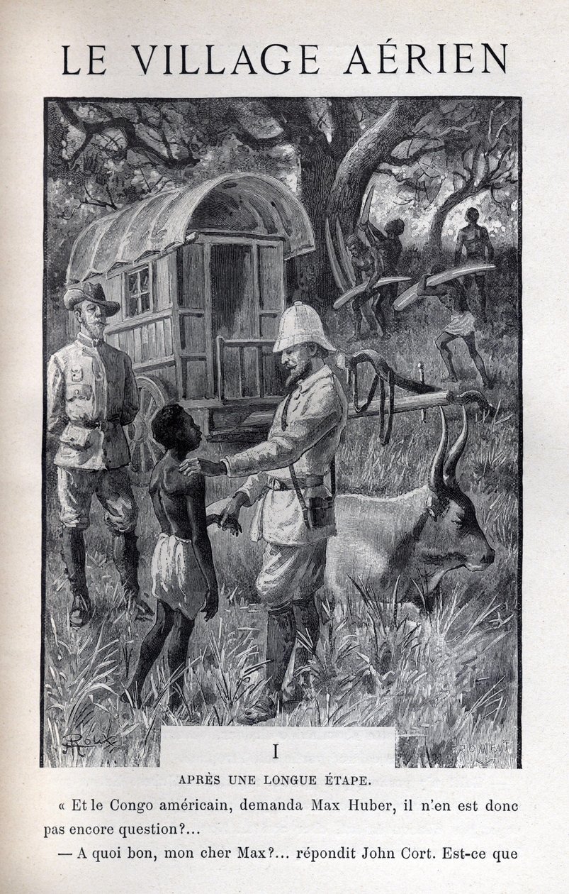 illustration i "le village aerien" af Jules Verne af George Roux