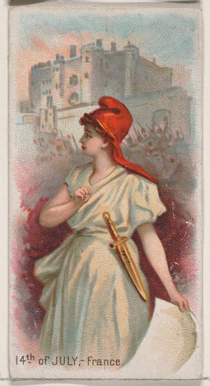 14. juli, Frankrig, fra Holidays-serien N80 til Duke-cigaretter, 1890., 1890. af George S. Harris and Sons