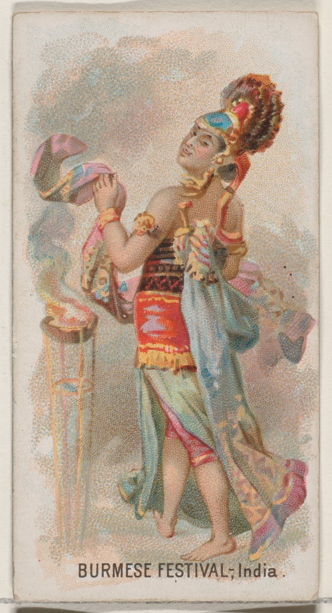 Burmesisk festival, Indien, fra Holidays-serien N80 for Duke-cigaretter, 1890., 1890. af George S. Harris and Sons