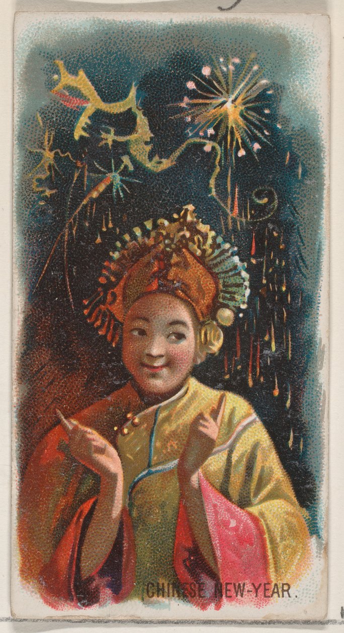 Kinesisk nytår, fra Holidays-serien N80 til Duke-cigaretter, 1890., 1890. af George S. Harris and Sons