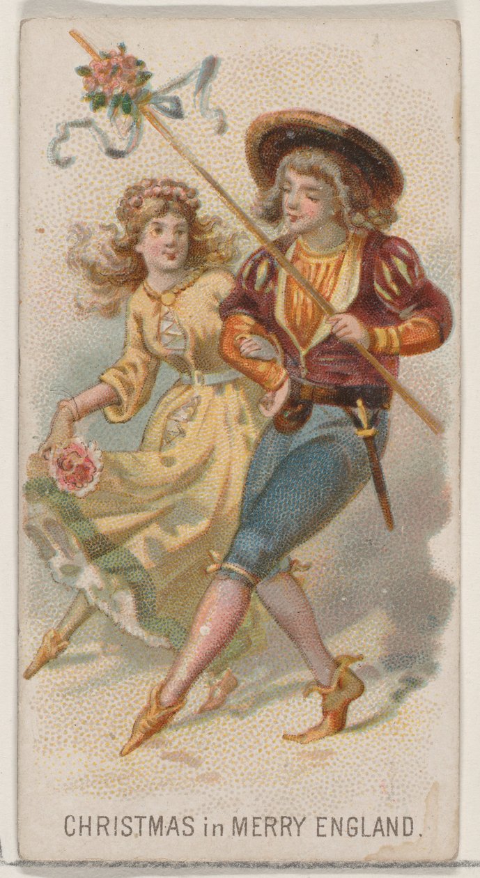 Christmas in Merry England, fra Holidays-serien N80 til Duke-cigaretter, 1890., 1890. af George S. Harris and Sons