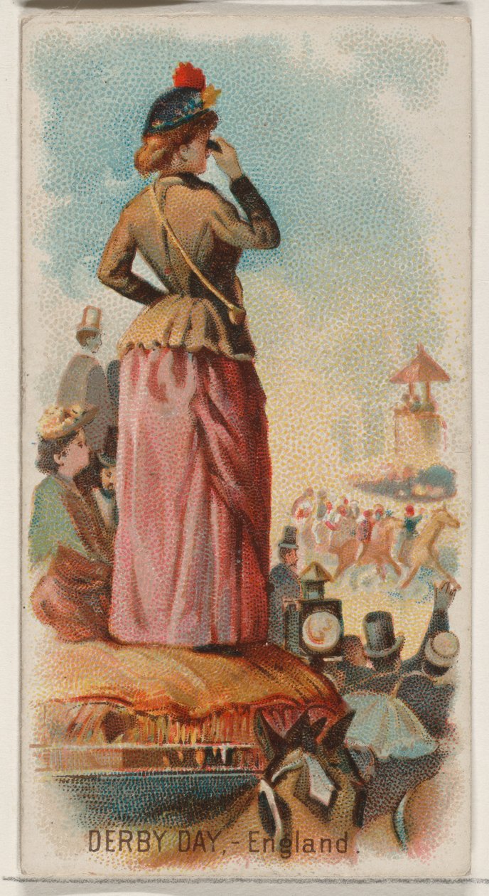 Derby Day, England, fra Holidays-serien N80 til Duke-cigaretter, 1890., 1890. af George S. Harris and Sons