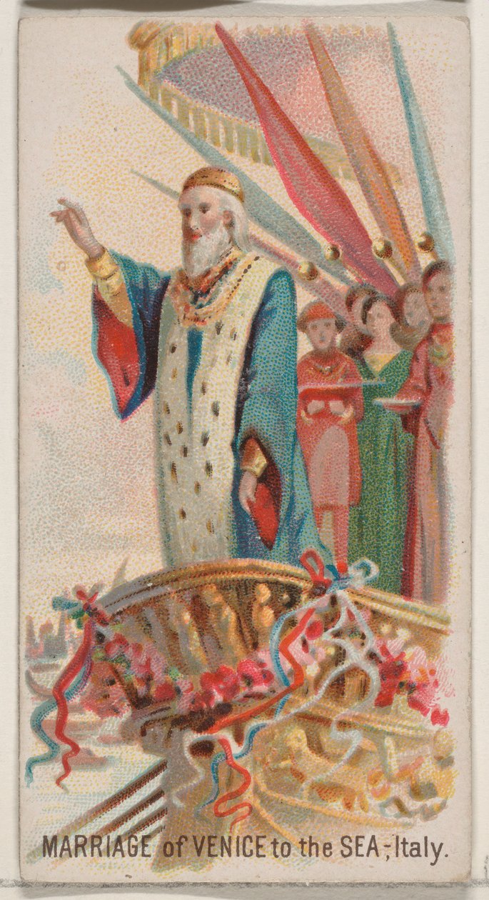 Ægteskab mellem Venedig og havet, Italien, fra Holidays-serien N80 for Duke brand cigar..., 1890. af George S. Harris and Sons