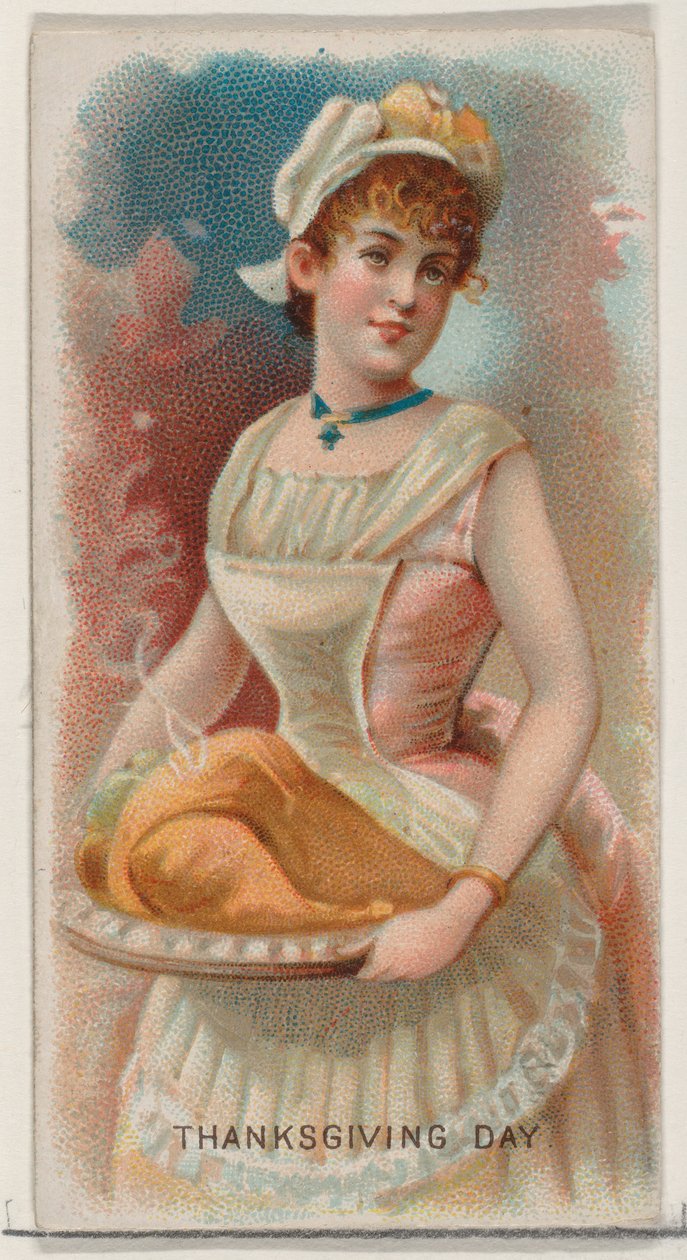 Thanksgiving Day, USA, fra Holidays-serien N80 til Duke brand cigaretter,..., 1890. af George S. Harris and Sons