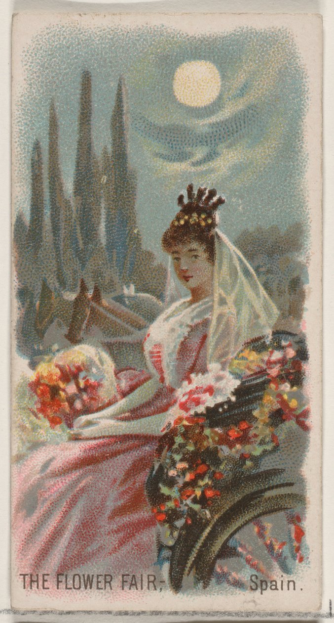 Blomstermessen, Spanien, fra Holidays-serien N80 til Duke-cigaretter, 1890., 1890. af George S. Harris and Sons