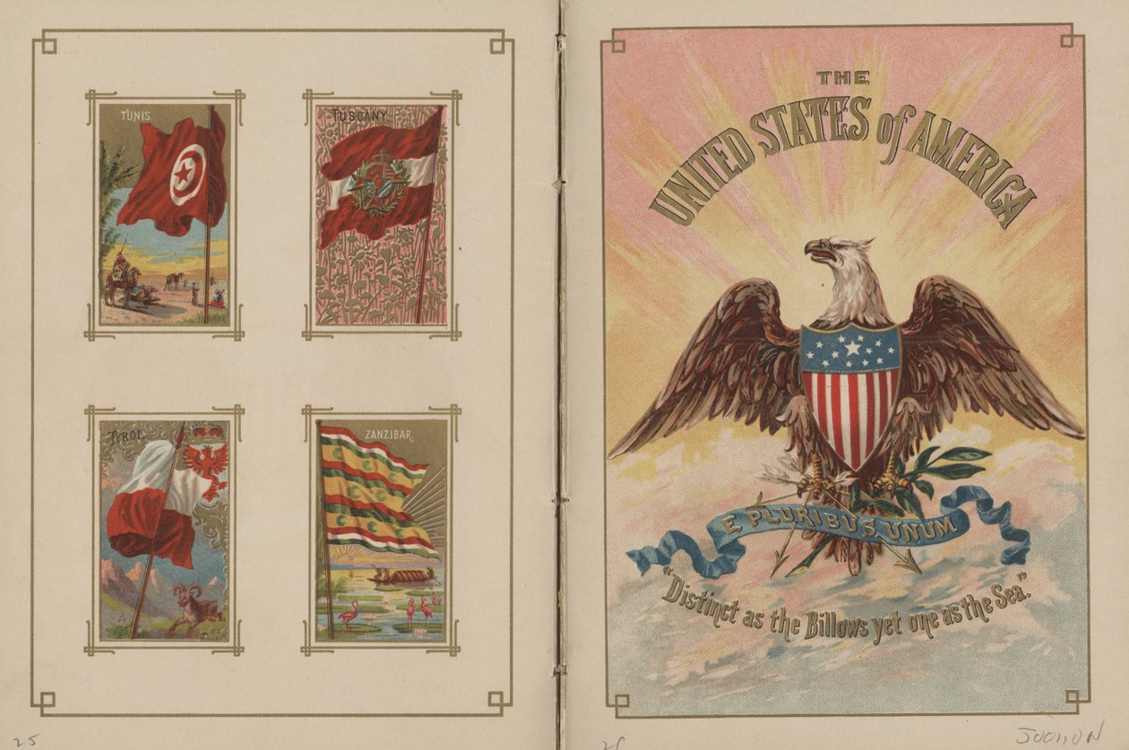 Alle nationers flag og Amerikas Forenede Stater - Siderne 25 og 26, 1887 af George S. and Sons Harris